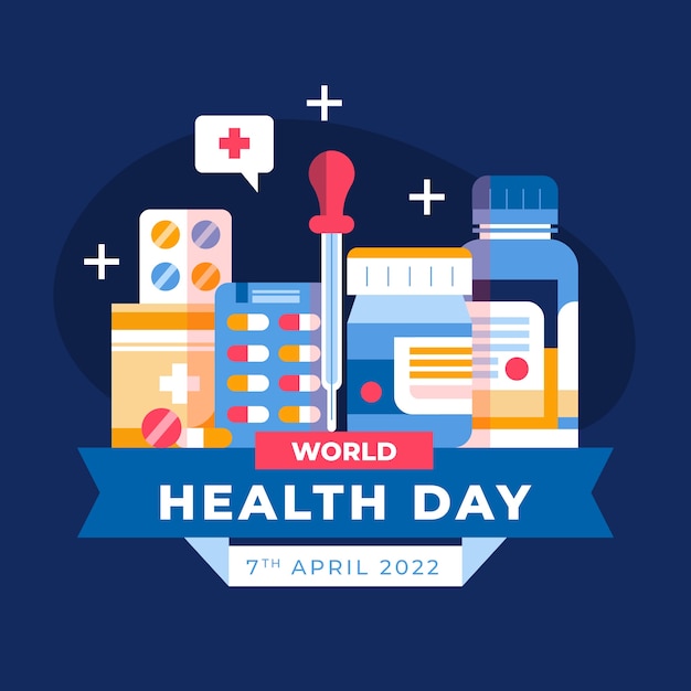 Flat world health day illustration