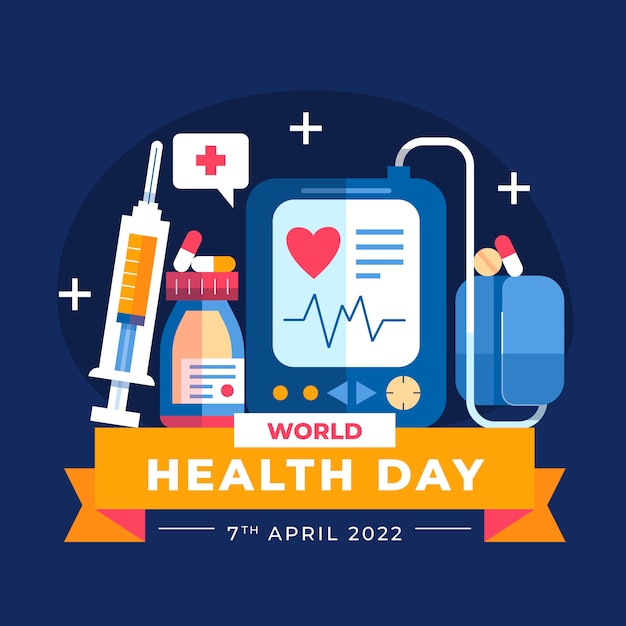 Flat world health day illustration