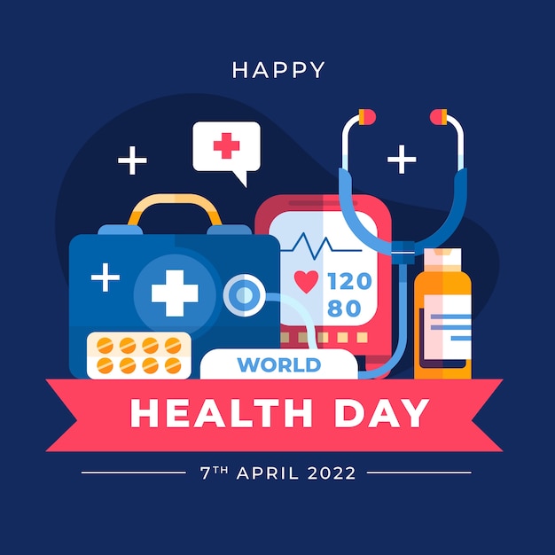 Flat world health day illustration