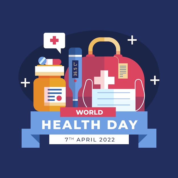 Flat world health day illustration