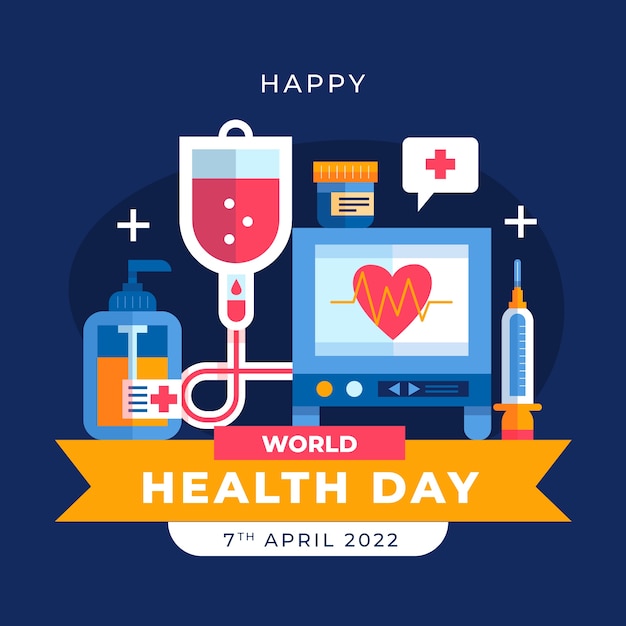 Flat world health day illustration