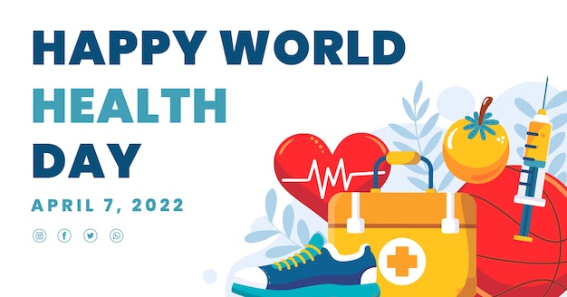 Flat world health day social media post template