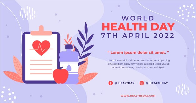 Flat world health day social media post template