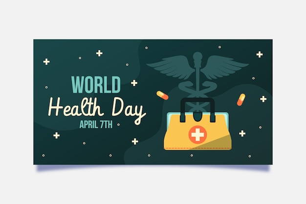 Flat world health day social media post template