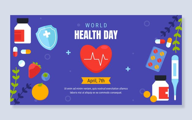 Flat world health day social media post template