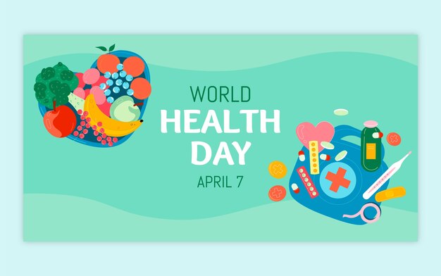 Flat world health day social media post template