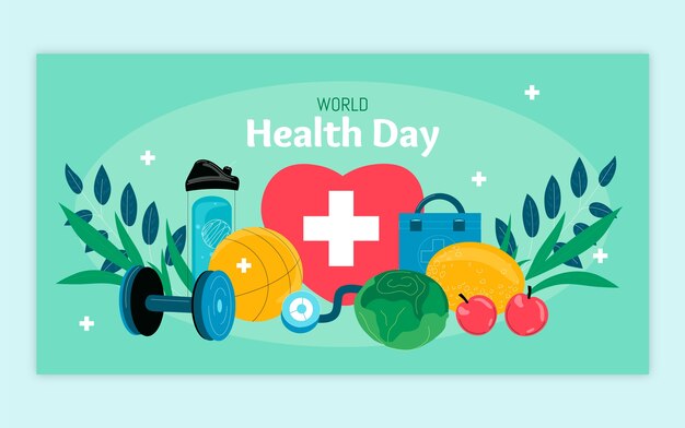 Flat world health day social media post template