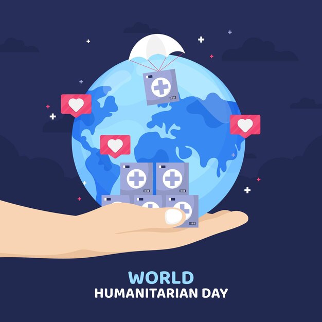 Flat world humanitarian day illustration