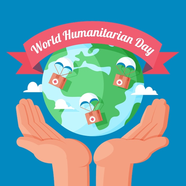 Flat world humanitarian day illustration