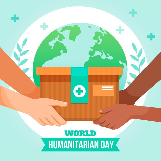 Flat world humanitarian day illustration