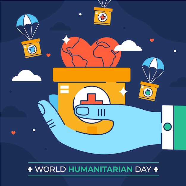 Flat world humanitarian day illustration