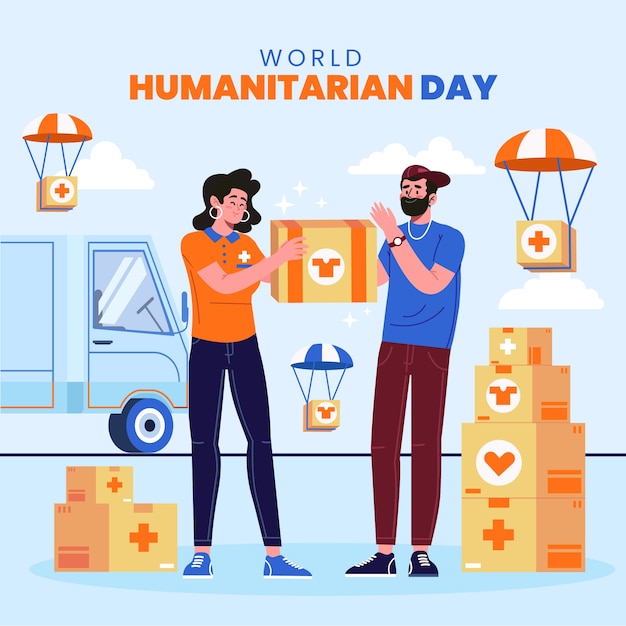 Flat world humanitarian day illustration