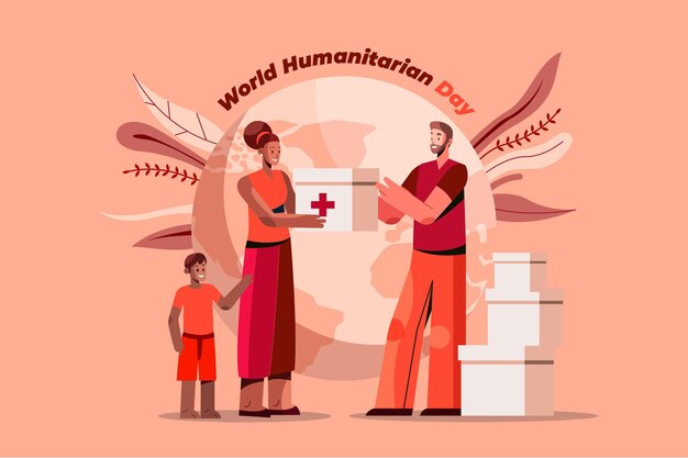 Flat world humanitarian day illustration