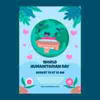 Free vector flat world humanitarian day vertical poster template