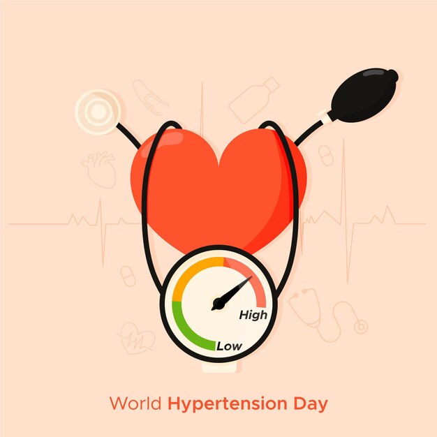 Flat world hypertension day illustration