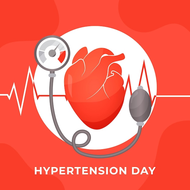 Flat world hypertension day illustration