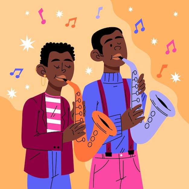 Free Vector flat world jazz day illustration