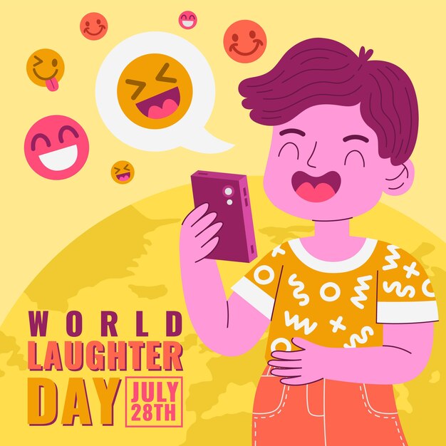 Flat world laughter day illustration