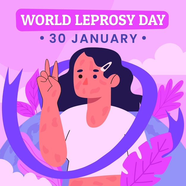 Flat world leprosy day illustration