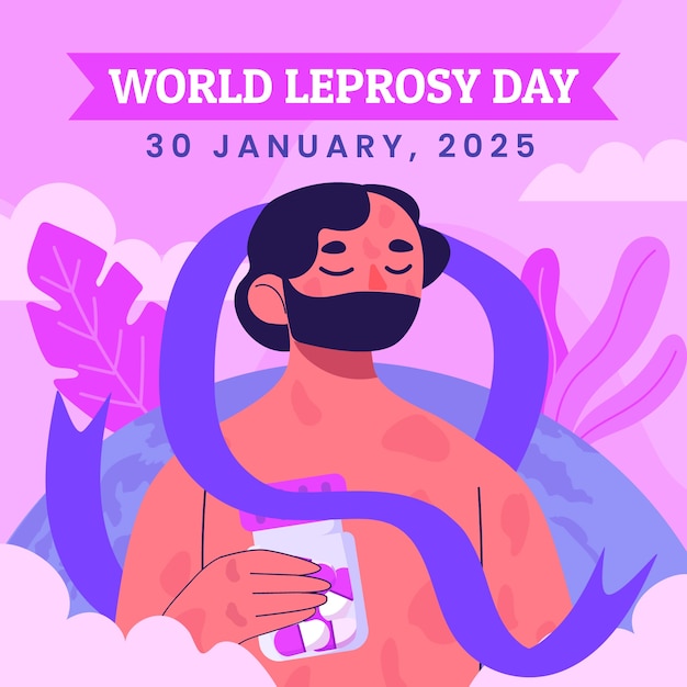 Flat world leprosy day illustration