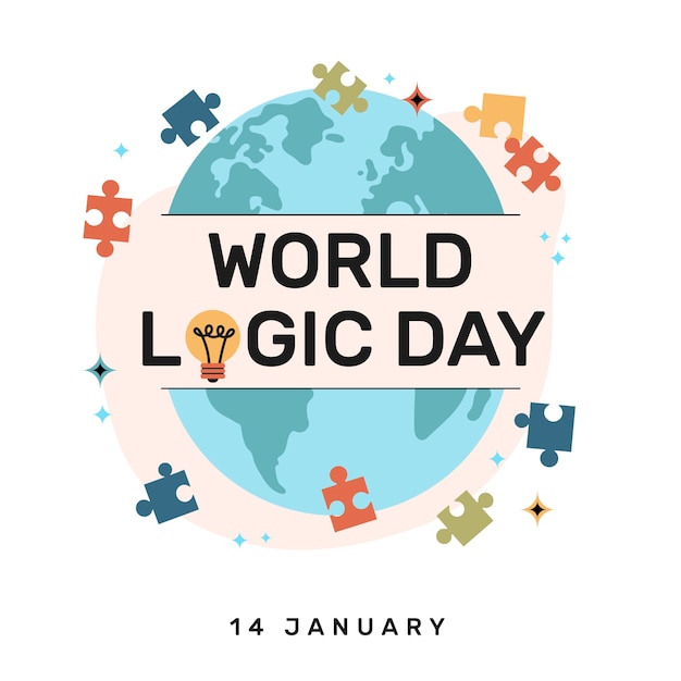 Free vector flat world logic day illustration