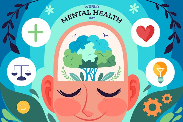 Free Vector flat world mental health day background