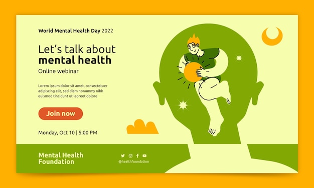 Free Vector flat world mental health day webinar template