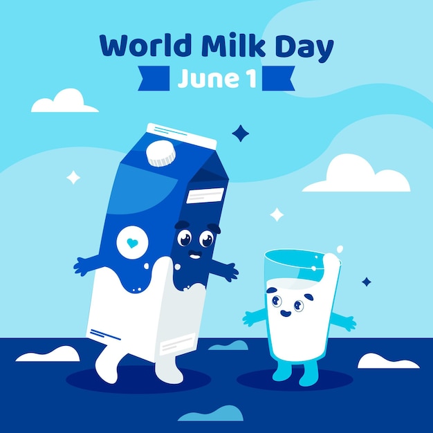 Flat world milk day illustration