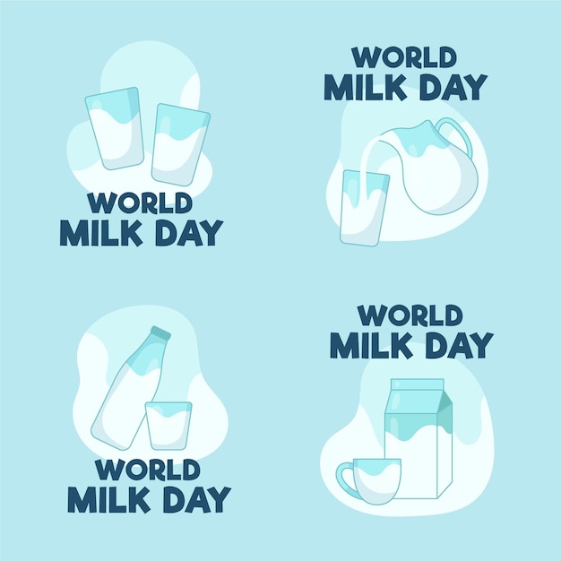 Flat world milk day label collection