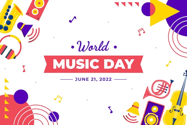 Flat world music day background