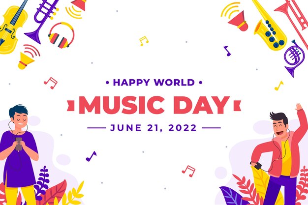 Flat world music day background