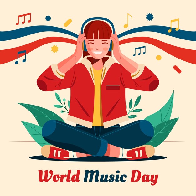 Flat world music day illustration