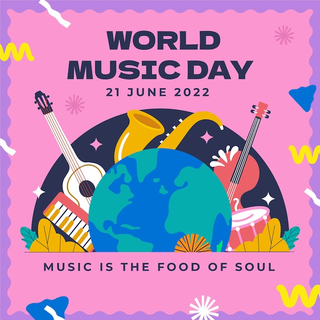 Free Vector flat world music day illustration