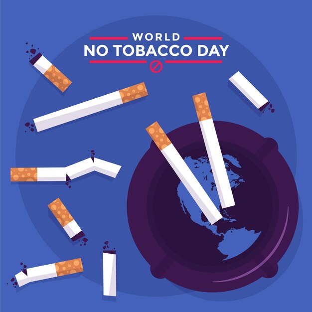 Flat world no tobacco day illustration