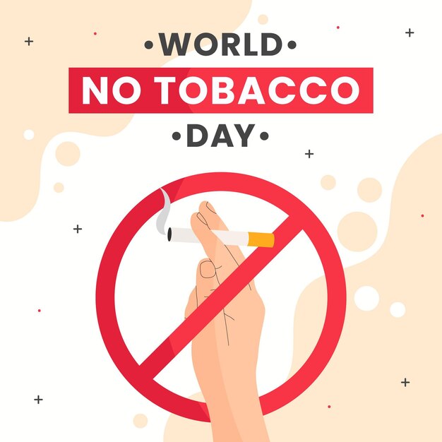 Flat world no tobacco day illustration