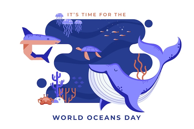 Free Vector flat world oceans day illustration