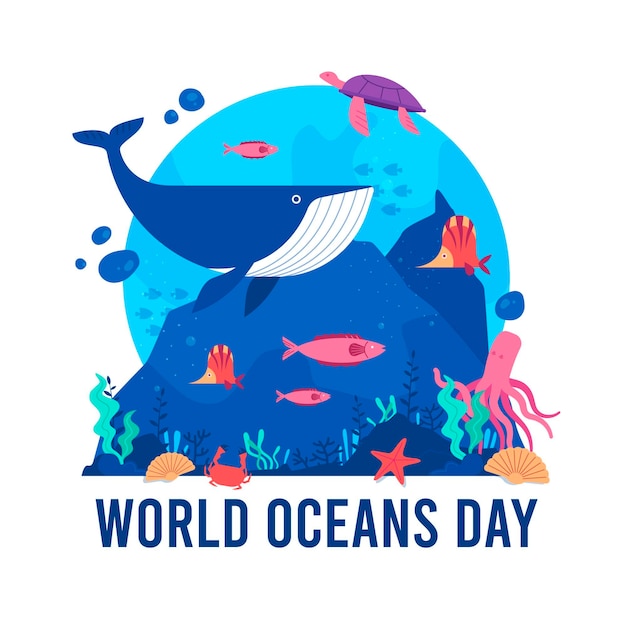 Free Vector flat world oceans day illustration