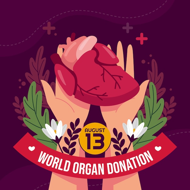 Flat world organ donation day illustration