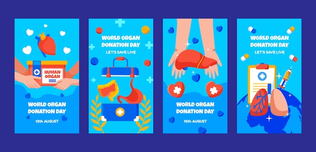 Flat world organ donation day instagram stories collection