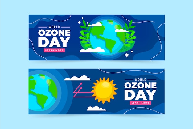 Free vector flat world ozone day banners set