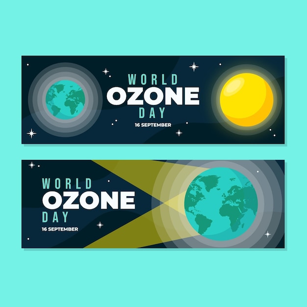 Free Vector flat world ozone day horizontal banners set