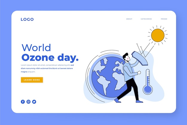 Free vector flat world ozone day landing page template