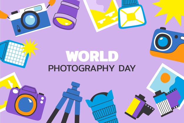 Flat world photography day background