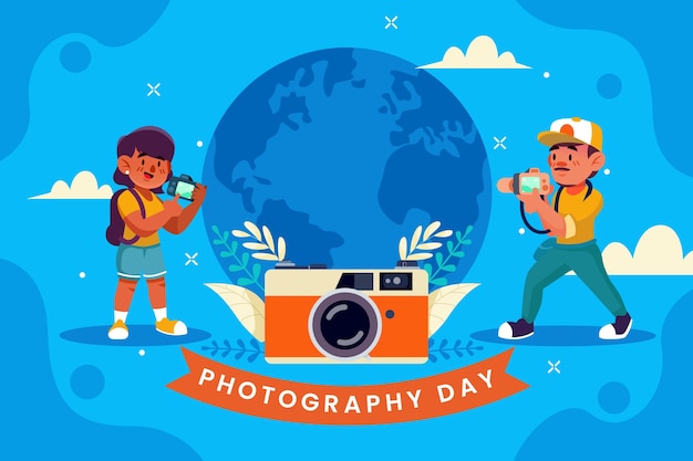 Flat world photography day background