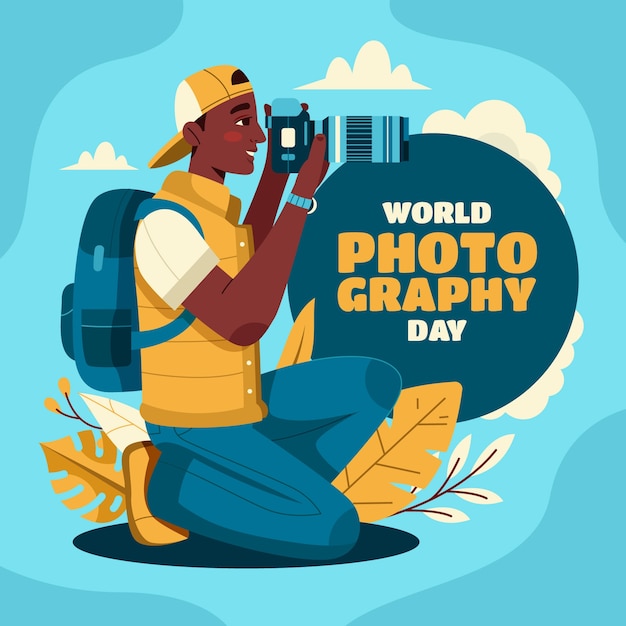 Free vector flat world photography day illustration