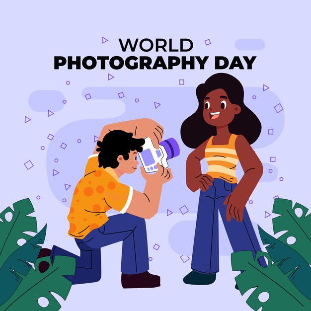 Flat world photography day illustration