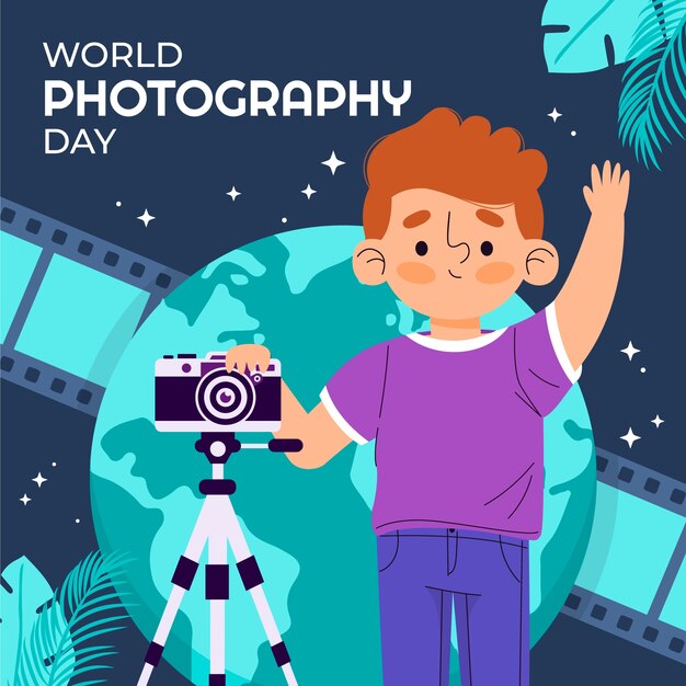 Flat world photography day illustration