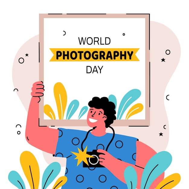 Flat world photography day illustration