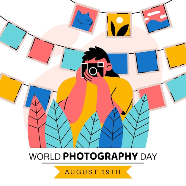 Free vector flat world photography day illustration