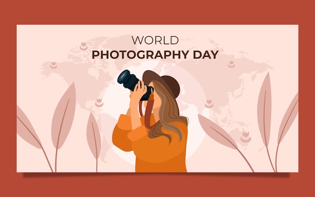 Free vector flat world photography day social media post template